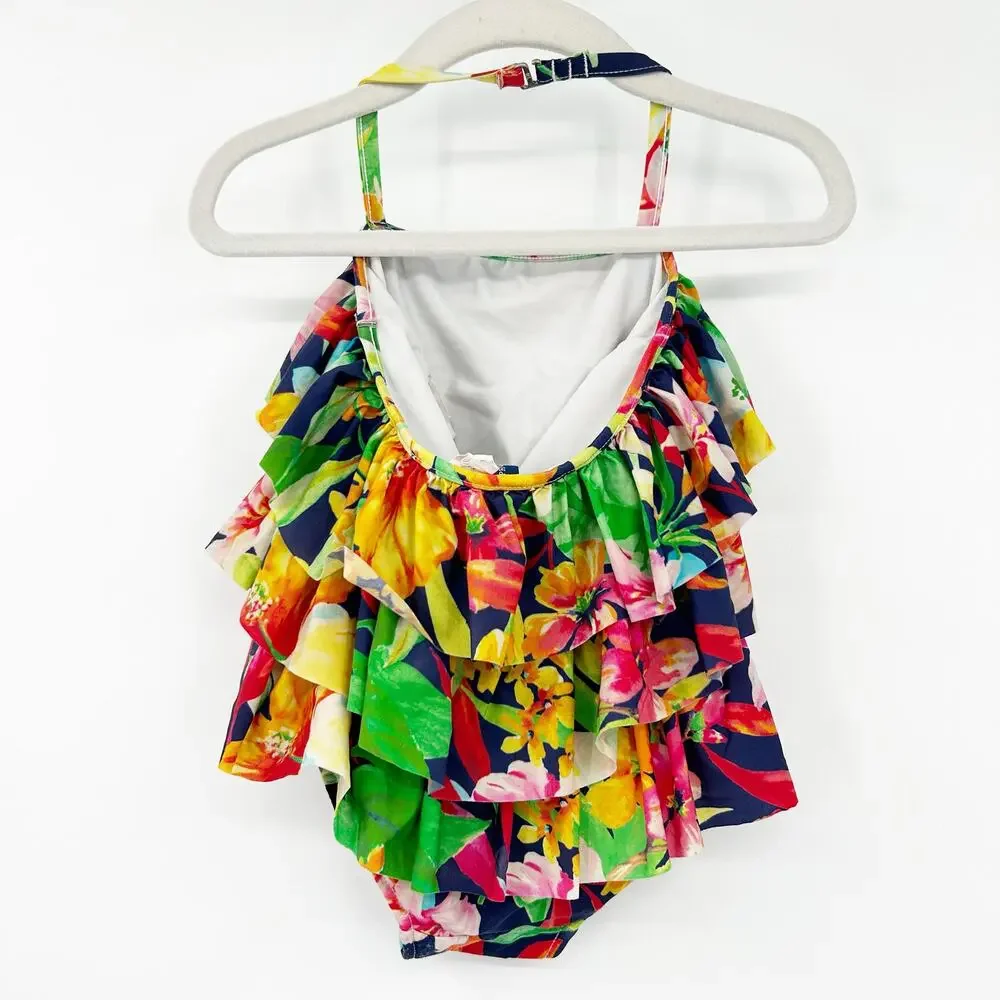 Ralph Lauren Baby‎ Girls Tiered Halter Tropical Floral One Piece Swimsuit 18M